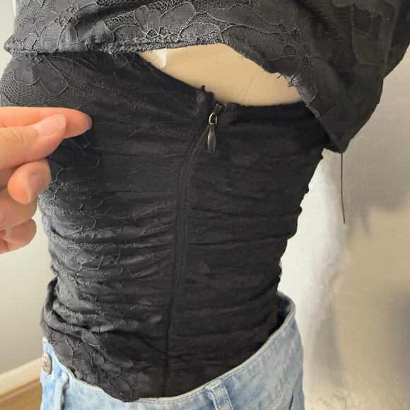 Lulus Sultry Whimsy Black Lace Off-the-Shoulder Bodysuit, Small, 2495831 - Picture 4 of 8